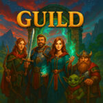 Fantasy RPG cover featuring diverse adventurers with magical elements.